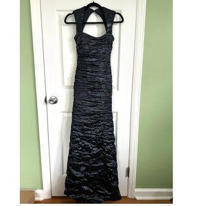Nicole Miller Sequin Ruched Navy Gown